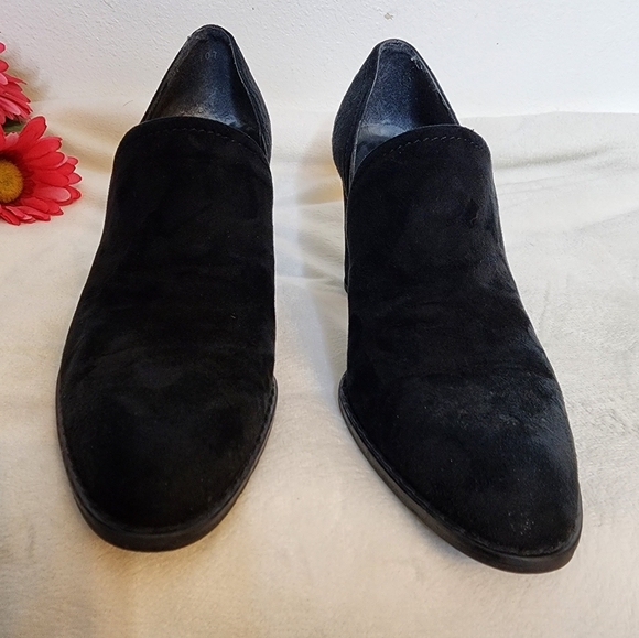 Stuart Weitzman Black Suede Leather Slip On Heels Traction Luxury Designer - Picture 4 of 14